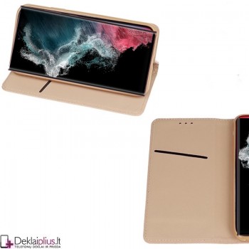 Telone atverčiamas dėklas - auksinės spalvos (telefonui Samsung S22 Ultra)